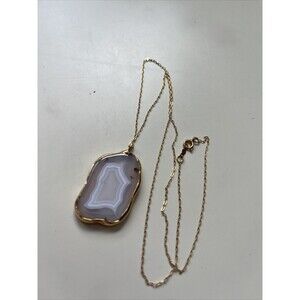 14 kgf chain with gold plated agate slice 18” long